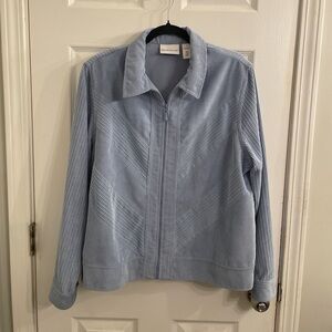 Vintage 80's Alfred Dunner Light Blue Zip Up Corduroy Jacket Size 16